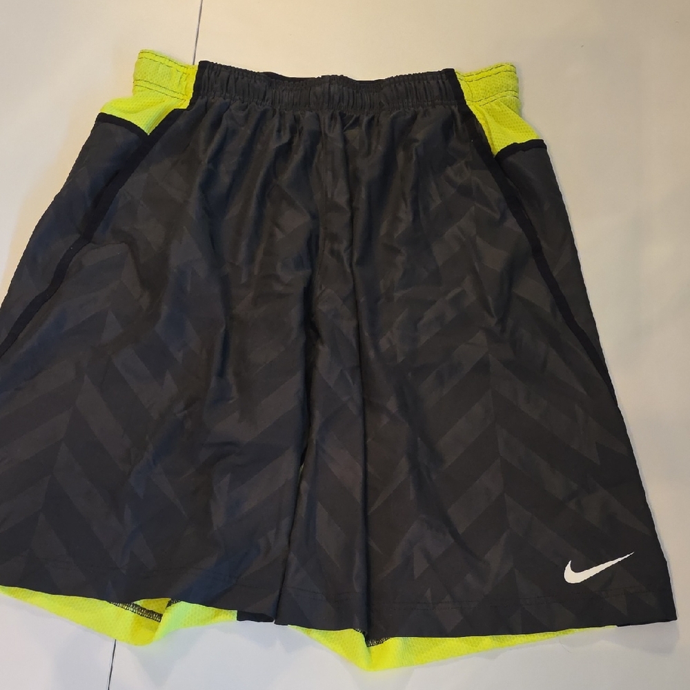 Nike Black and Neon Yellow Athletic basketball Shorts